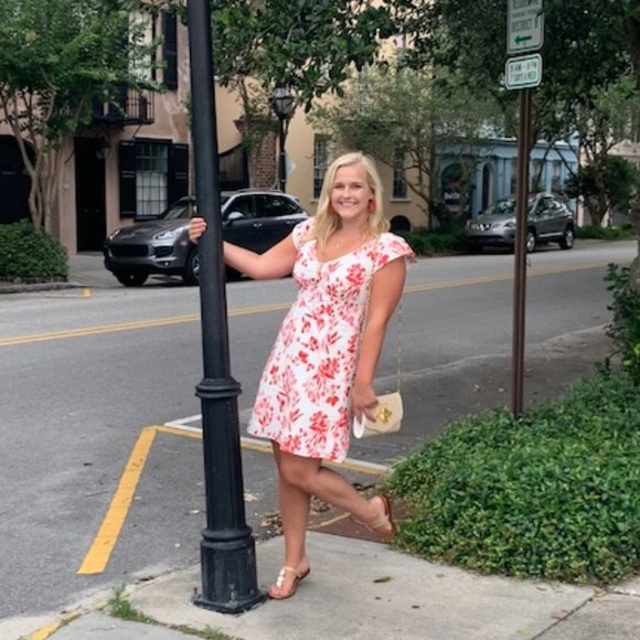 Banana Republic Front Button Short Sleeve Midi Dress Floral Women’s Size 8 - Picture 5 of 10